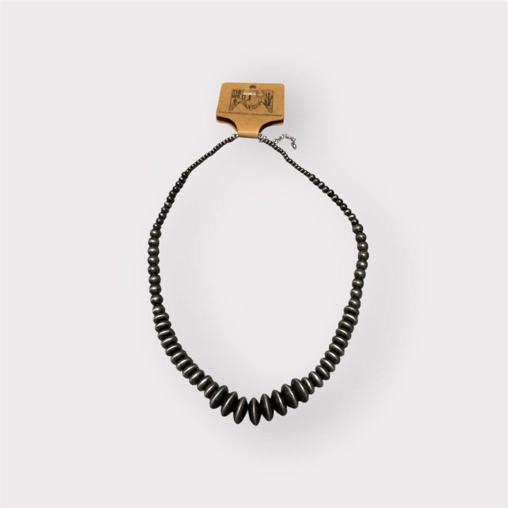 Black Beaded Necklace with Graduated Design